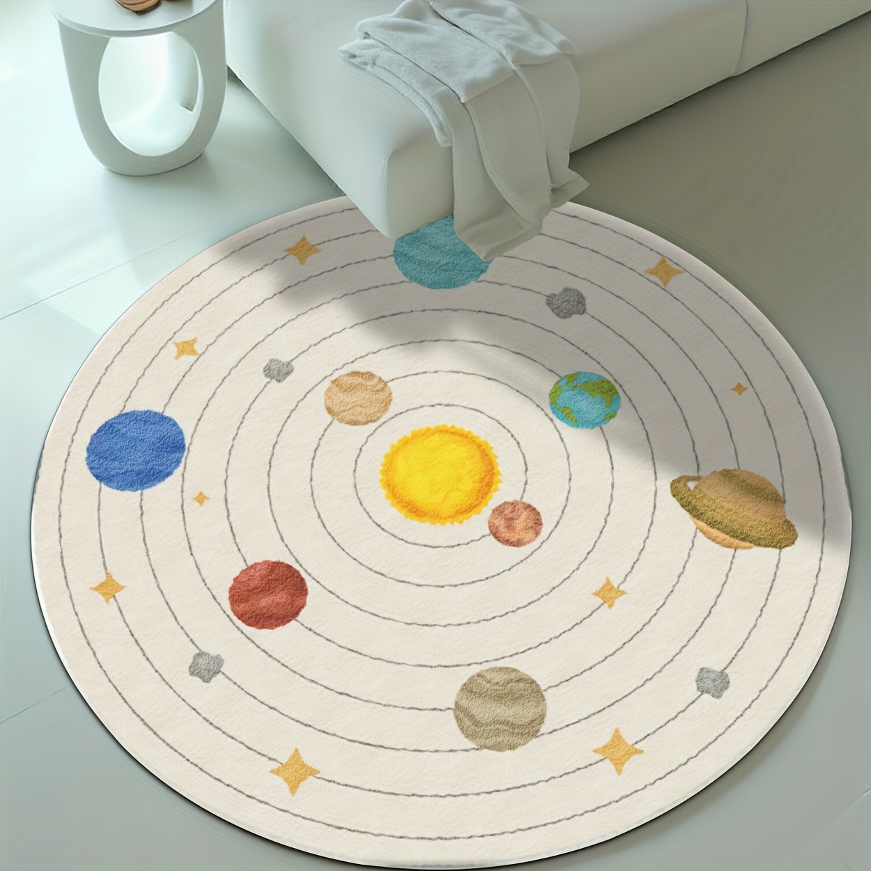 Soft Rug Nursery - Sevimli Yuvarlak Güneş Sistemi Gezegenleri Çocuk