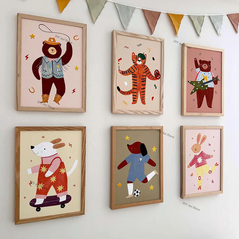 Baby Nursery Fabric - Komik Çizgi Film Hayvan Çocuk Odası