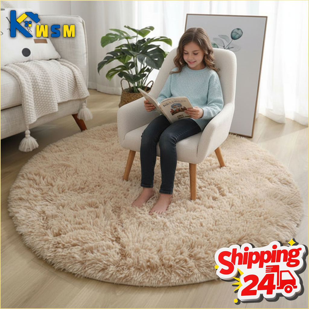Soft Rug Nursery - Süper Yumuşak Tüylü Yuvarlak Halı Peluş