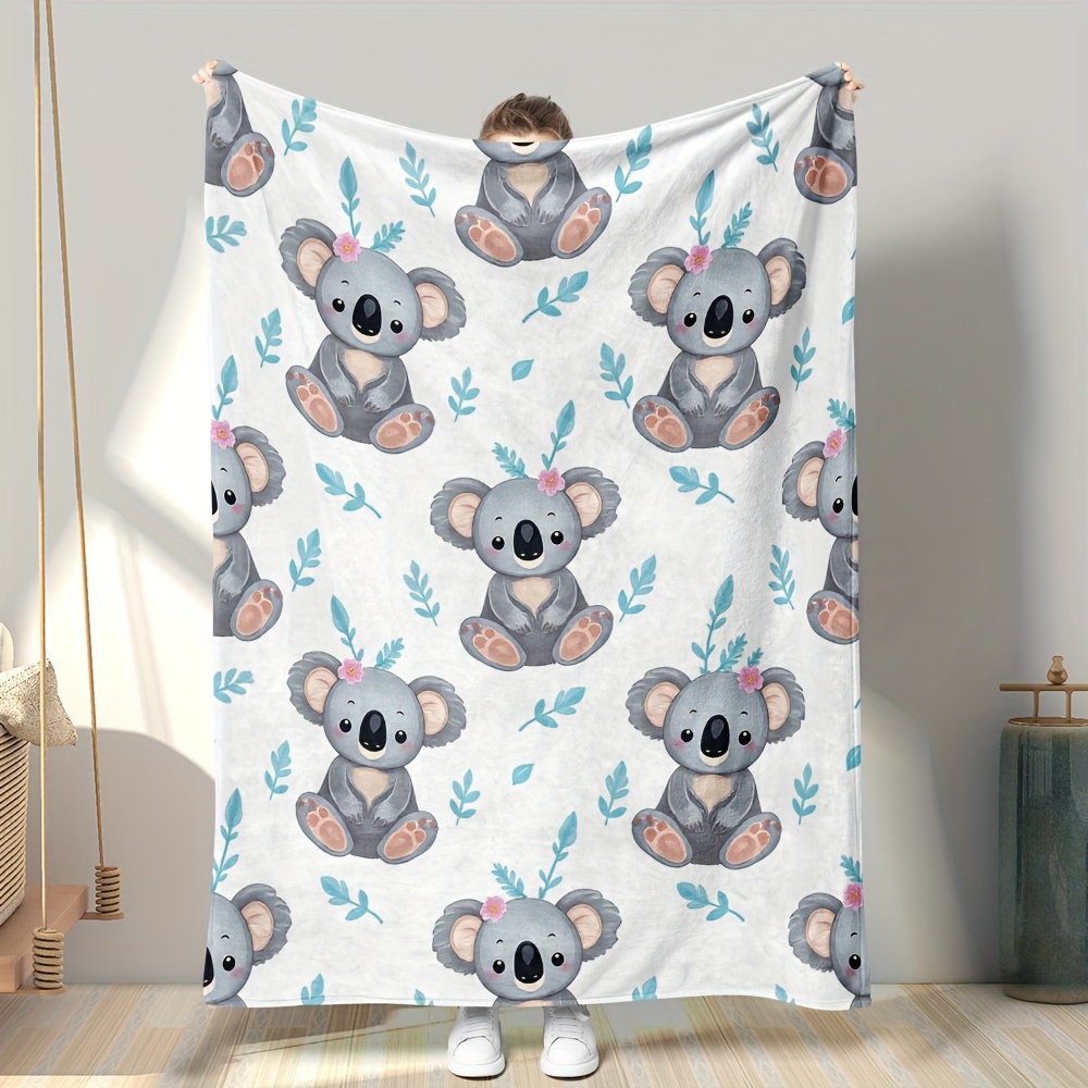 Baby Nursery Fabric - Sevimli Koala Hayvan Desenli Battaniye, Bebek