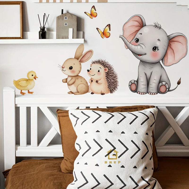 Baby Nursery Wall - Karikatür Hayvan Duvar Sticker - Fil
