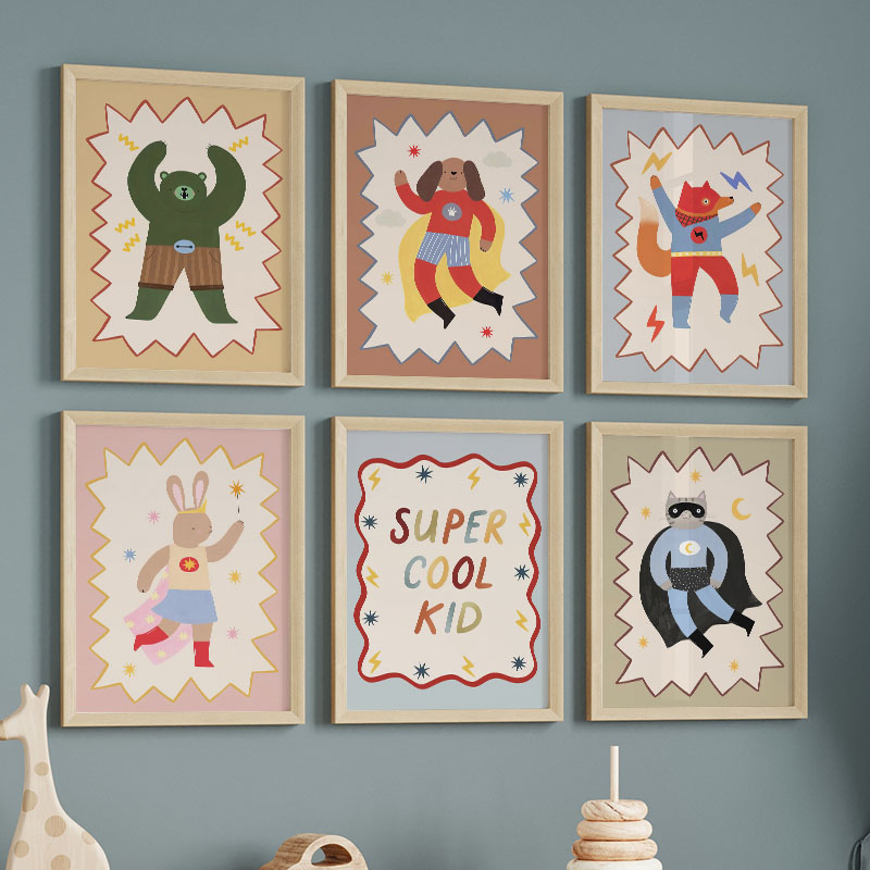 Baby Nursery Fabric - Komik Karikatür Süper Havalı Çocuk Odası