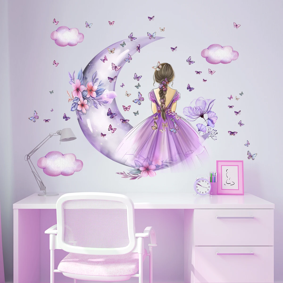 Kız Ay Kelebekler duvar çıkart - Baby Nursery Ideas Girl incelemesi ve fiyatı