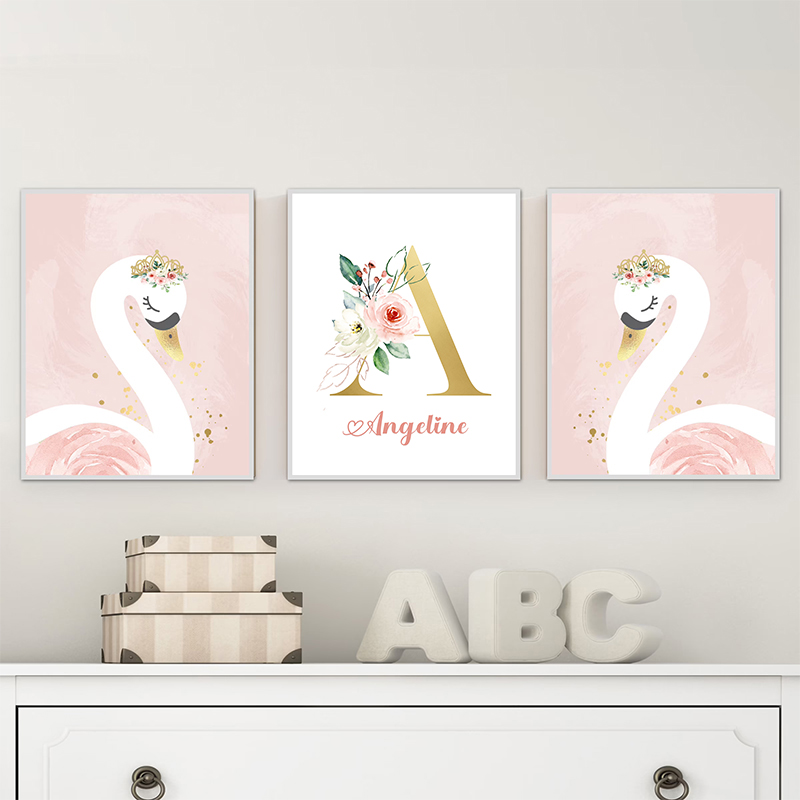 Pembe taç kuğu altın özelleşti - Baby Nursery Name Letters incelemesi ve fiyatı
