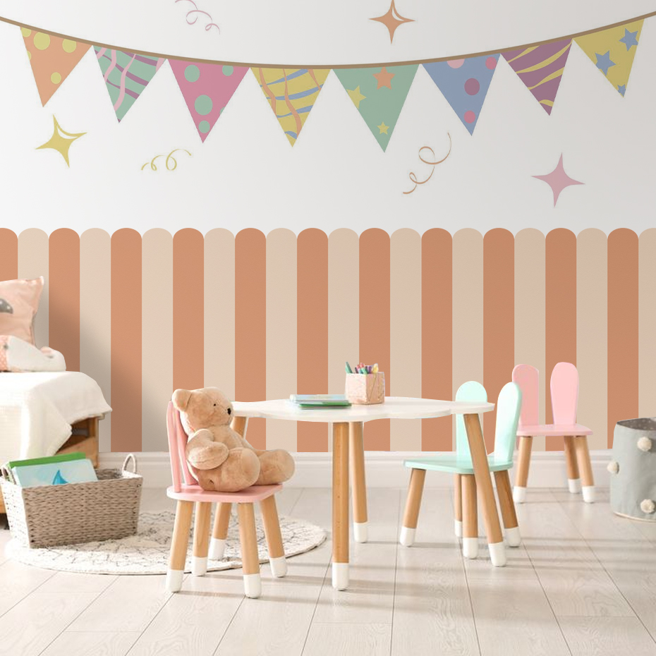 Çok renkli Dikey Çizgili Ark D - Baby Nursery Wall incelemesi ve fiyatı